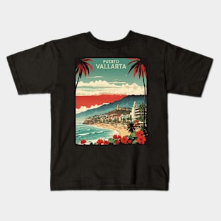 Puerto Vallarta Mexico Vintage Poster Tourism 2 Kids T-Shirt